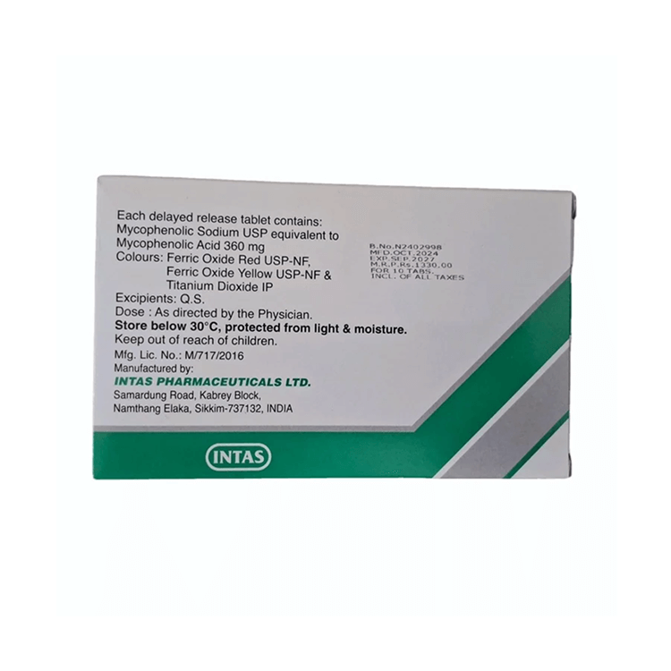 Box of Intas Pharmaceuticals Ltd. medical tablets with text on a white background