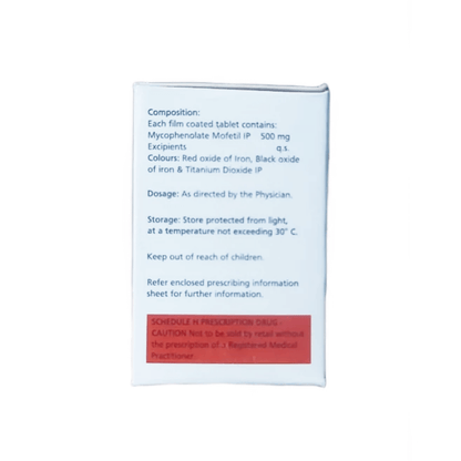 Medical prescription drug packaging with text on a white background