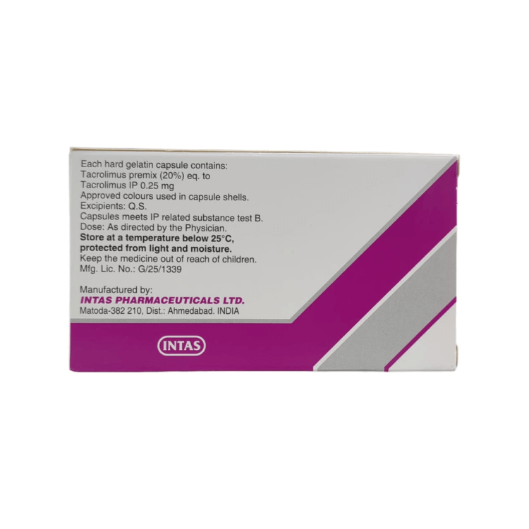 Box of Intas Pharmaceuticals Ltd. with medical text on a white background