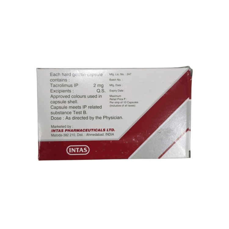 Box of Intas Pharmaceuticals Ltd. with medical information on a white background