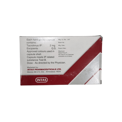 Box of Intas Pharmaceuticals Ltd. with medical information on a white background