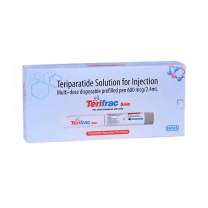 Box of Teriparatide Solution for Injection with Terifrac Solo branding on a white background